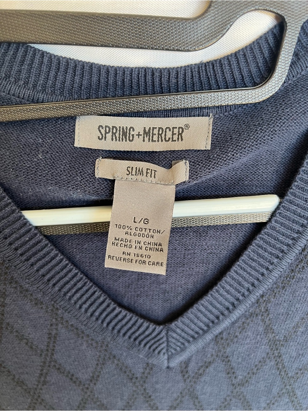 Spring & Mercer Blue Argyle V-Neck Sweater Vest Large - Picture 2 of 6